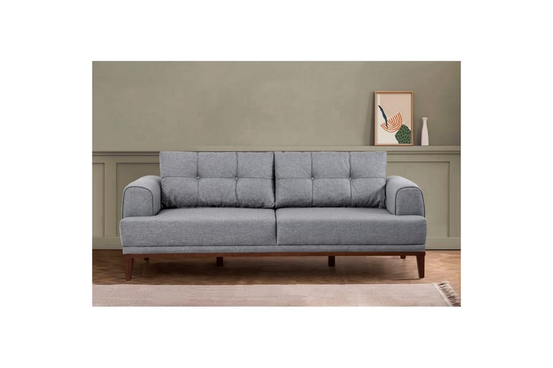 Sofasett Valsot Grå / Valnøtt - Grå / Valnøtt - Møbler - Sofaer - Sofagrupper