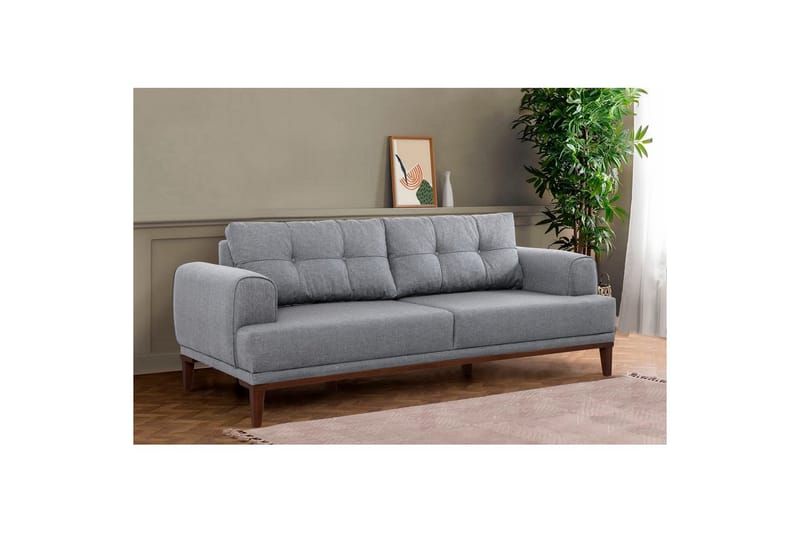 Sofasett Valsot Grå / Valnøtt - Grå / Valnøtt - Møbler - Sofaer - Sofagrupper