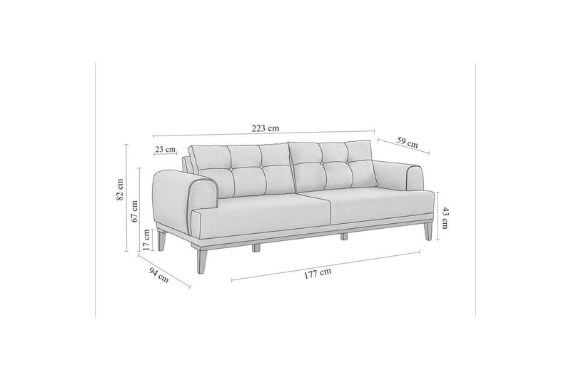Sofasett Valsot Krem / Valnøtt - Krem / Valnøtt - Møbler - Sofaer - Sofagrupper