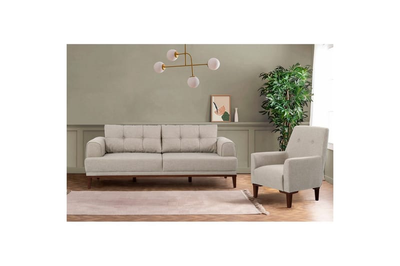 Sofasett Valsot Krem / Valnøtt - Krem / Valnøtt - Møbler - Sofaer - Sofagrupper