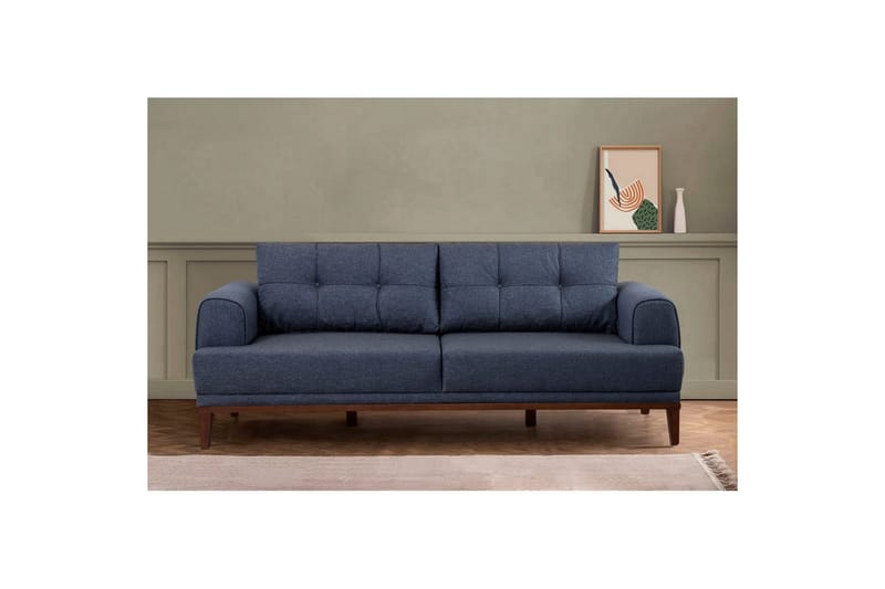Sofasett Valsot Mørk blå / Valnøtt - Mørk blå / Valnøtt - Møbler - Sofaer - Sofagrupper
