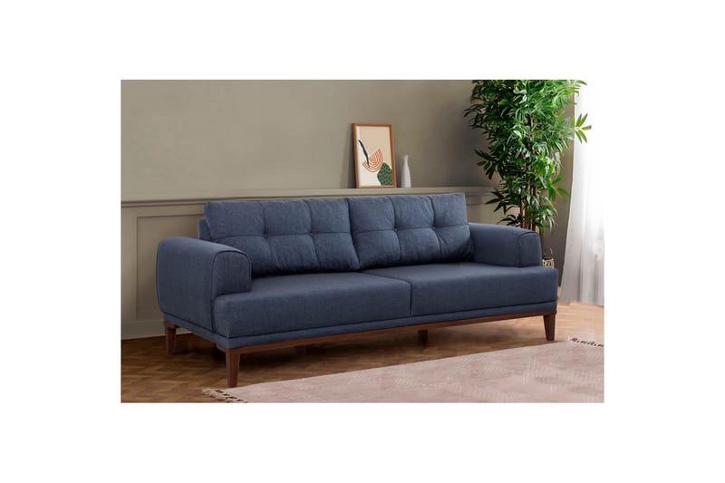 Sofasett Valsot Mørk blå / Valnøtt - Mørk blå / Valnøtt - Møbler - Sofaer - Sofagrupper