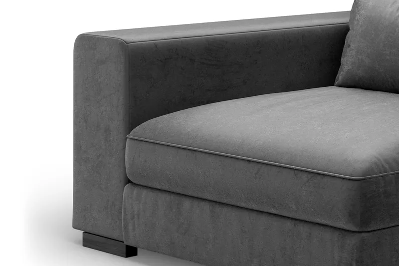 Dubai Venstrevendt Bred Armlenmodul til Modulsofa 27 cm i Fløyel, Grå
