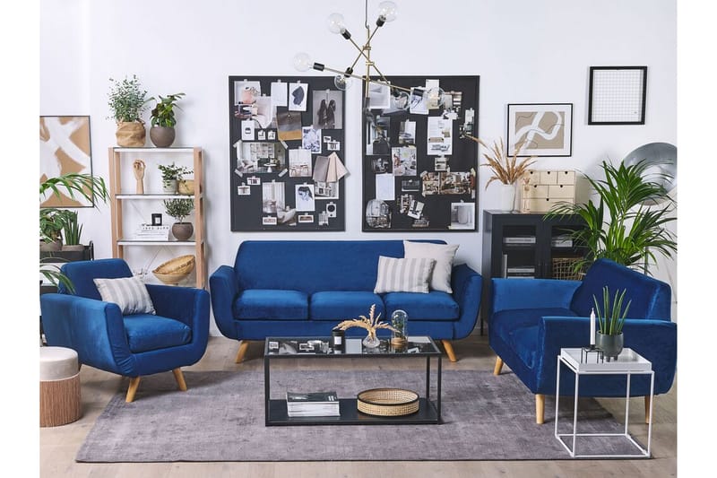 Jeancourt 2-seters Sofatrekk - Fløyel/Blå - Møbler - Sofaer - Sofatilbehør