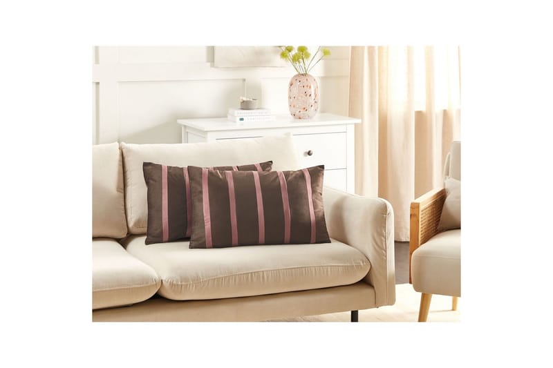 Pynteputer Crodyline sett á 2 Brun/Rosa - Brun/Rosa - Møbler - Sofaer - Sofatilbehør - Rengjøring sofa