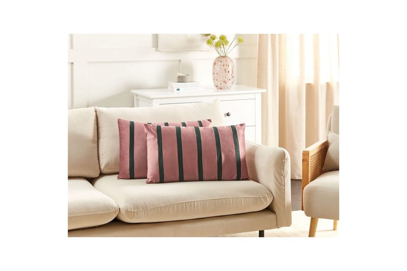Pynteputer Crodyline sett á 2 Rosa/Grønn - Rosa/Grønn - Møbler - Sofaer - Sofatilbehør - Rengjøring sofa