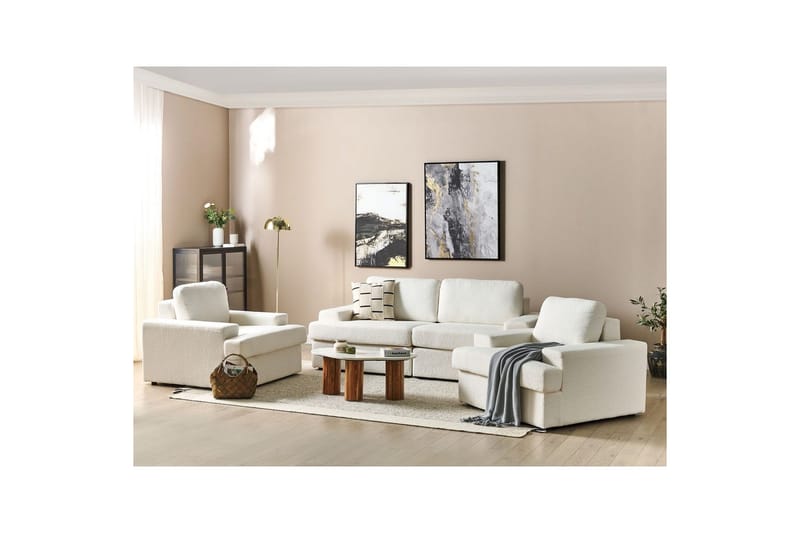 Soffgrupp Beliani Alla Beige White - Møbler - Sofaer - Sofagrupper