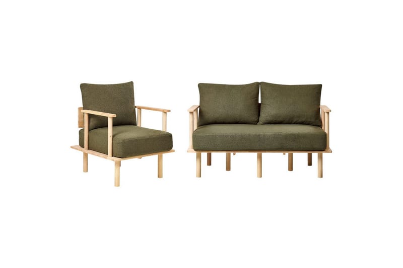 Soffgrupp Beliani Asker Beige, ljust trä Green||Light colored wood - Møbler - Sofaer - Sofagrupper