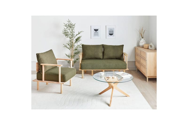Soffgrupp Beliani Asker Beige, ljust trä Green||Light colored wood - Møbler - Sofaer - Sofagrupper