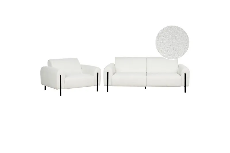 Soffgrupp Beliani Askim Beige/svart, Polyester White||Black