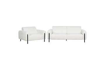 Soffgrupp Beliani Askim Beige/svart, Polyester White||Black - Møbler - Sofaer - Sofagrupper