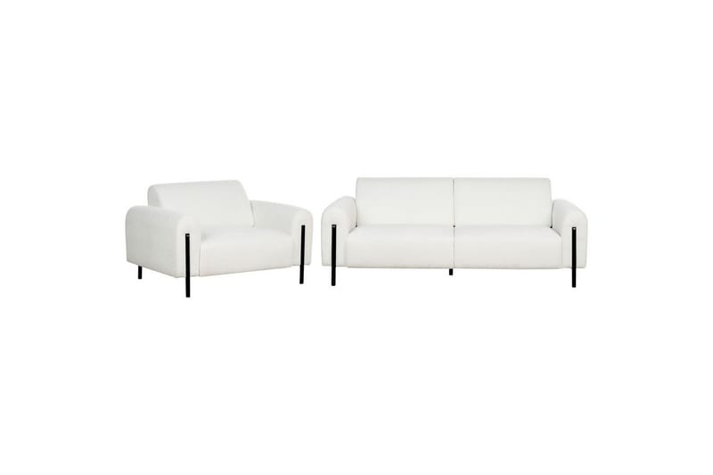 Soffgrupp Beliani Askim Beige/svart, Polyester White||Black - Møbler - Sofaer - Sofagrupper