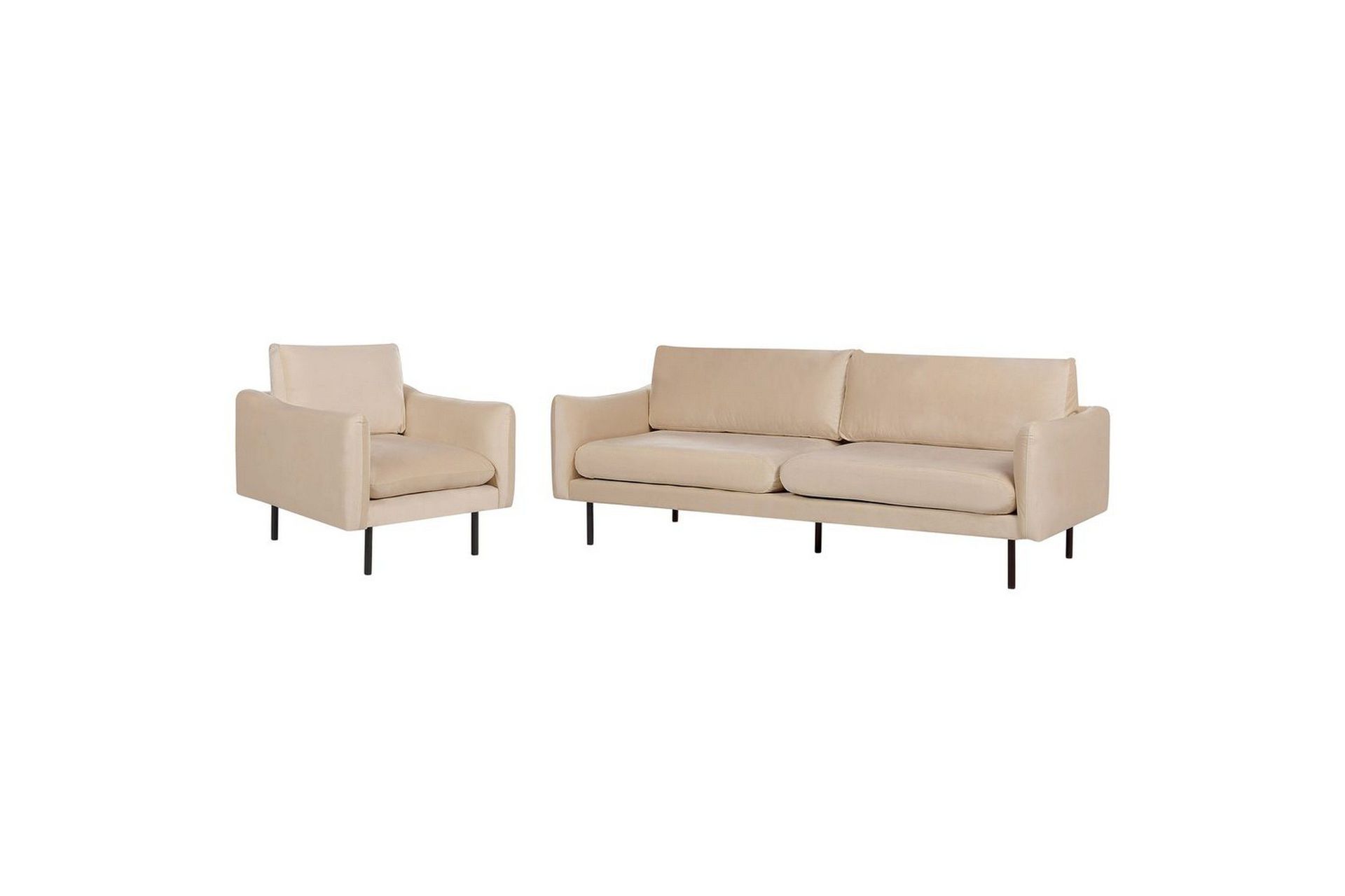 Soffgrupp Beliani Vinterbro Beige/svart, Sammet Beige - Beige