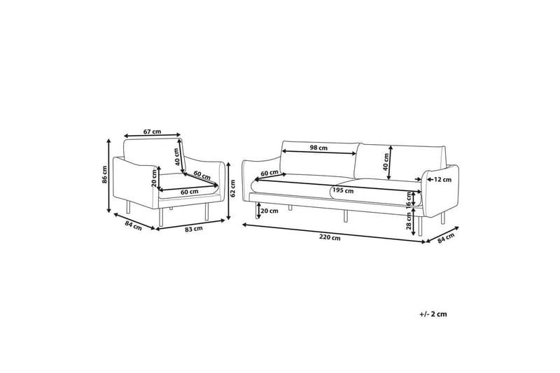 Soffgrupp Beliani Vinterbro Beige/svart, Sammet Beige - Beige - Møbler - Sofaer - Sofagrupper