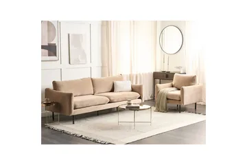 Soffgrupp Beliani Vinterbro Beige/svart, Sammet Beige - Beige - Møbler - Sofaer - Sofagrupper