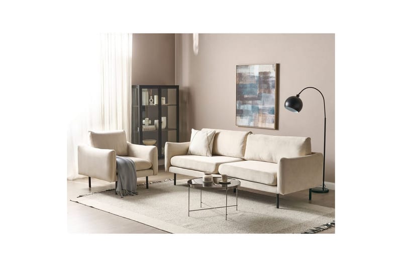 Soffgrupp Beliani Vinterbro Beige/svart, Sammet Beige||Black - Møbler - Sofaer - Sofagrupper