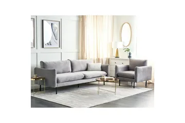Soffgrupp Beliani Vinterbro Beige/svart, Sammet Dark grey||Black - Møbler - Sofaer - Sofagrupper