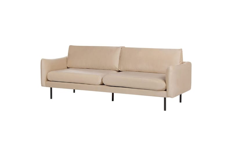 Soffgrupp med fotpall Beliani Vinterbro Beige/svart, Sammet Beige - Beige - Møbler - Sofaer - Sofagrupper