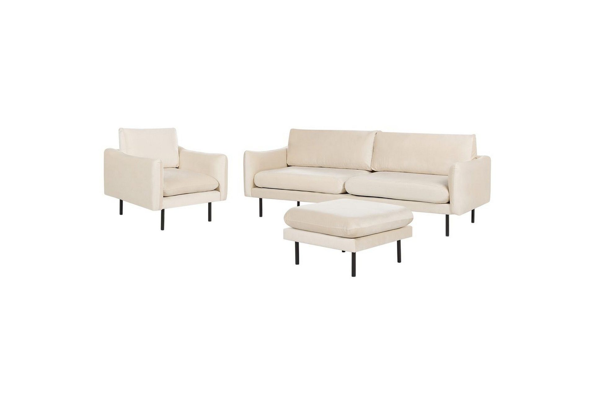 Soffgrupp med fotpall Beliani Vinterbro Beige/svart, Sammet Beige\|\|Black -