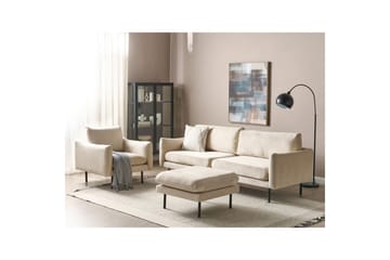 Soffgrupp med fotpall Beliani Vinterbro Beige/svart, Sammet Beige||Black - Møbler - Sofaer - Sofagrupper