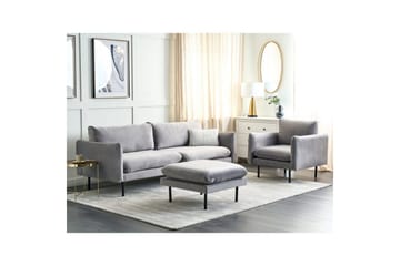 Soffgrupp med fotpall Beliani Vinterbro Beige/svart, Sammet Grey||Black - Møbler - Sofaer - Sofagrupper