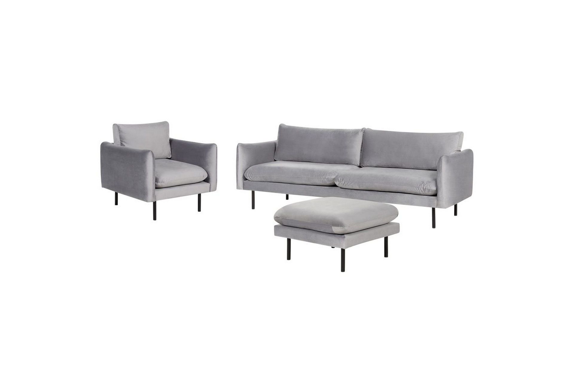 Soffgrupp med fotpall Beliani Vinterbro Beige/svart, Sammet Grey\|\|Black -