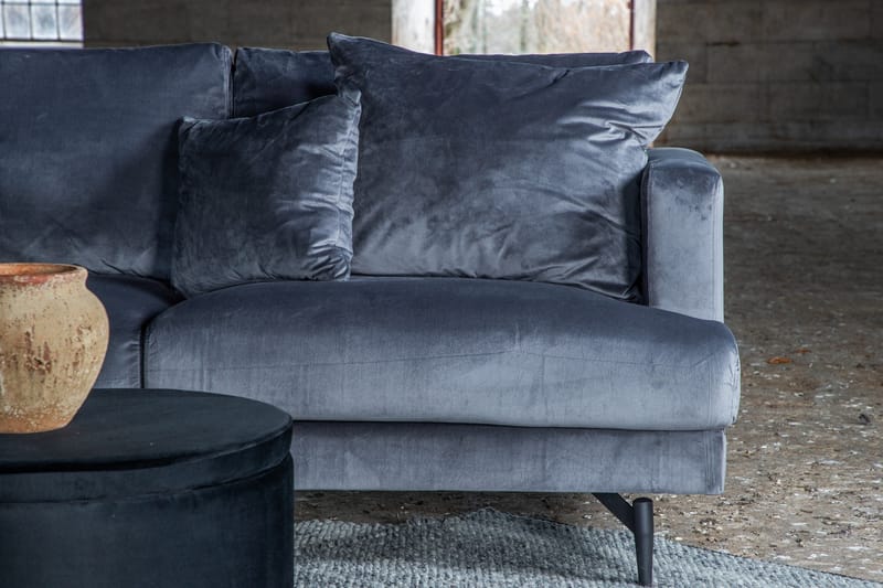 Sofia 3-seter Sofa 260 cm i Fløyel - Grå - Møbler - Sofaer - Fløyel sofaer