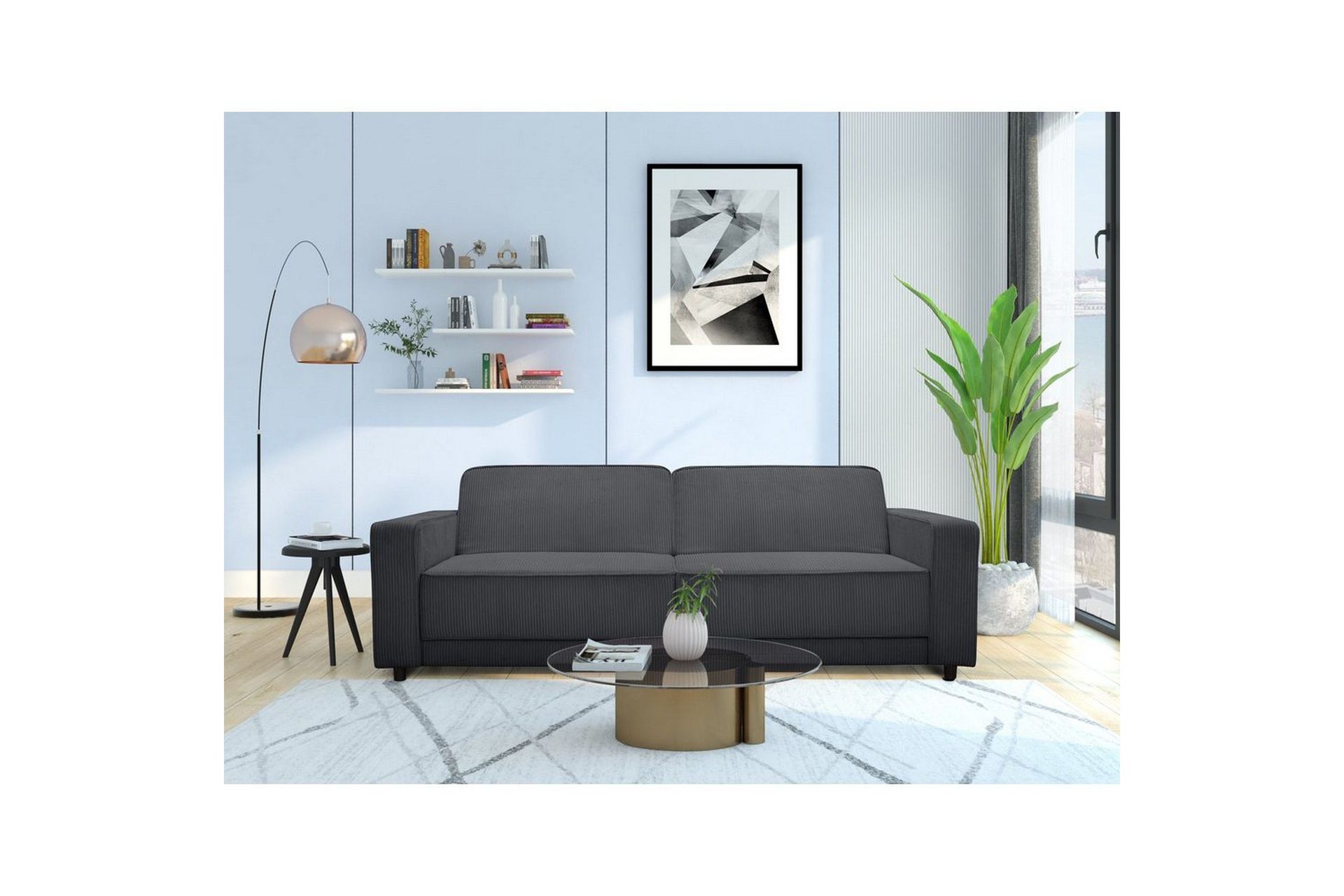 Sovesofa Allie Antrasitt, Cordoroy, 81x225x91 cm - Antrasitt, Cordoroy, 81x225x91 cm
