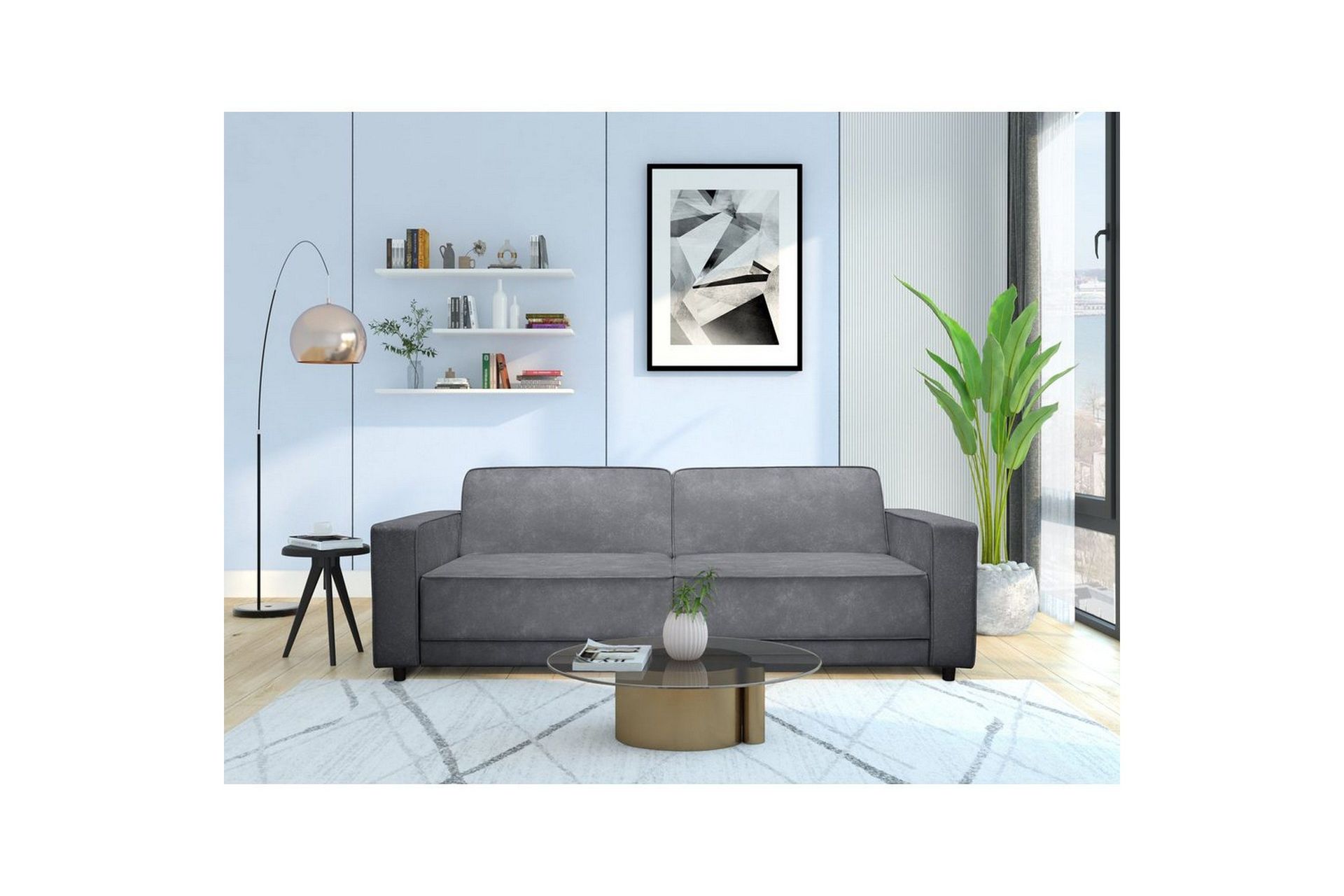 Sovesofa Allie Antrasitt, Fløyel, 81x225x91 cm - Antrasitt, Fløyel, 81x225x91 cm