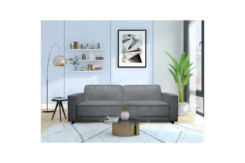 Sovesofa Allie Antrasitt, Fløyel, 81x225x91 cm - Antrasitt, Fløyel, 81x225x91 cm - Møbler - Sofaer - Sovesofaer