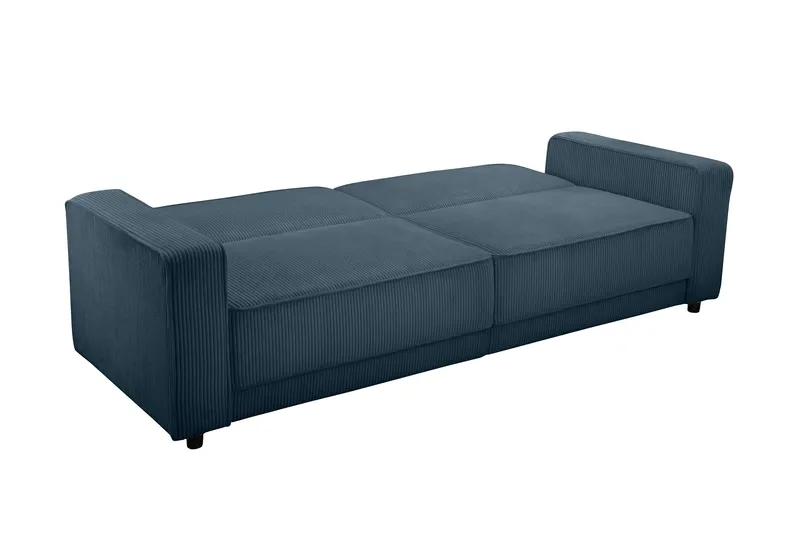 Sovesofa Allie Blå, Cordoroy, 81x225x91 cm - Blå, Cordoroy, 81x225x91 cm - Møbler - Sofaer - Sovesofaer