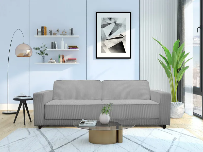 Sovesofa Allie Grå, Cordoroy, 81x225x91 cm - Grå, Cordoroy, 81x225x91 cm - Møbler - Sofaer - Sovesofaer