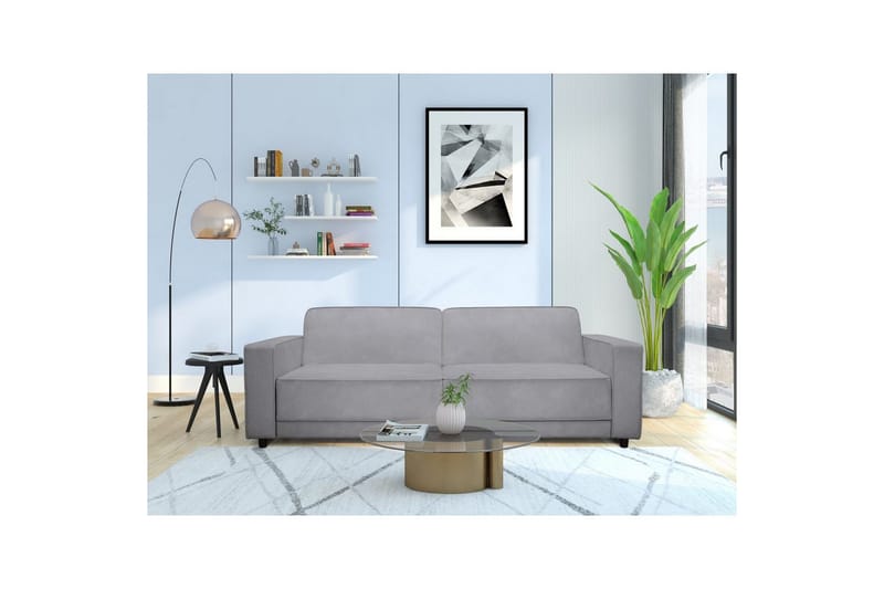 Sovesofa Allie Lys grå, Fløyel, 81x225x91 cm - Lys grå, Fløyel, 81x225x91 cm - Møbler - Sofaer - Sovesofaer