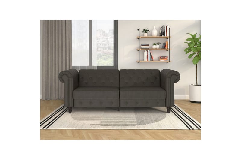 Sovesofa Felix 236x87x83 cm, Antrasitt, Mikrofiber/Tre/Metall - 236x87x83 cm, Antrasitt, Mikrofiber/Tre/Metall - Møbler - Sofaer - Sovesofaer