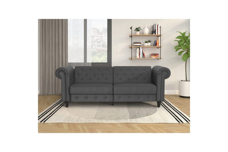 Sovesofa Felix 236x87x83 cm, Grå, PU/tre/metall - 236x87x83 cm, Grå, PU/tre/metall - Møbler - Sofaer - Sovesofaer