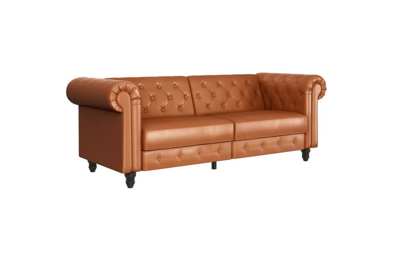 Sovesofa Felix 236x87x83 cm, Kognac, PU/tre/metall - 236x87x83 cm, Kognac, PU/tre/metall - Møbler - Sofaer - Sovesofaer