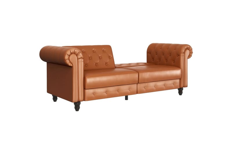 Sovesofa Felix 236x87x83 cm, Kognac, PU/tre/metall - 236x87x83 cm, Kognac, PU/tre/metall - Møbler - Sofaer - Sovesofaer