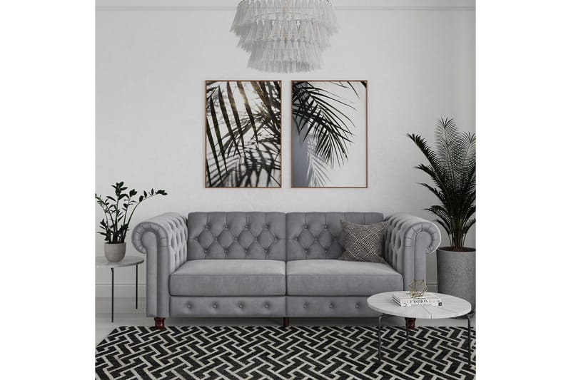 Sovesofa Felix 236x87x83 cm, Lys grå, Fløyel - 236x87x83 cm, Lys grå, Fløyel - Møbler - Sofaer - Sovesofaer