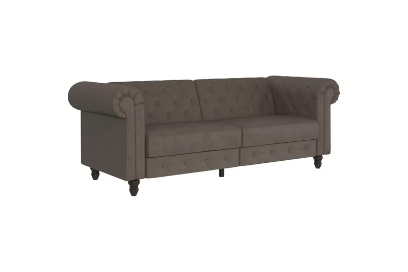 Sovesofa Felix 236x87x83 cm, Mørk brun, Mikrofiber/Tre/Metall - 236x87x83 cm, Mørk brun, Mikrofiber/Tre/Metall - Møbler - Sofaer - Sovesofaer