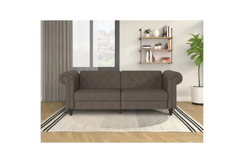 Sovesofa Felix 236x87x83 cm, Mørk brun, Mikrofiber/Tre/Metall - 236x87x83 cm, Mørk brun, Mikrofiber/Tre/Metall - Møbler - Sofaer - Sovesofaer