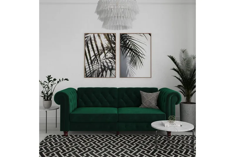 Sovesofa Felix 236x87x83 cm, Mørk grønn, Fløyel - 236x87x83 cm, Mørk grønn, Fløyel - Møbler - Sofaer - Sovesofaer