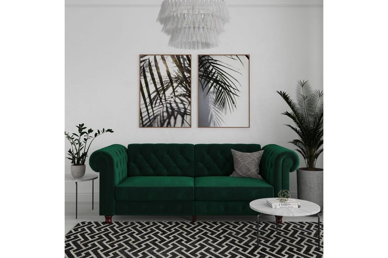 Sovesofa Felix 236x87x83 cm, Mørk grønn, Fløyel - 236x87x83 cm, Mørk grønn, Fløyel - Møbler - Sofaer - Sovesofaer