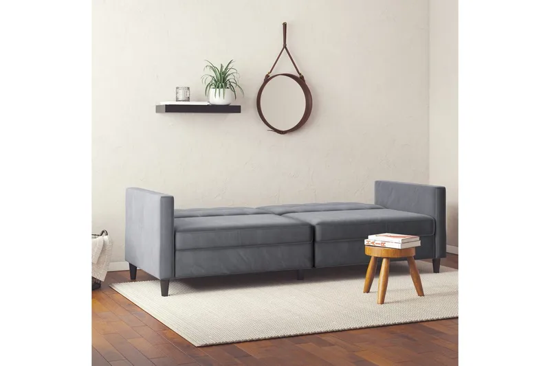 Sovesofa Hartford 203x83x82 cm, Antrasitt, Fløyel - 203x83x82 cm, Antrasitt, Fløyel - Møbler - Sofaer - Sovesofaer