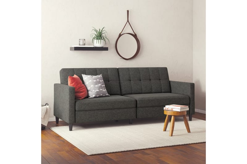Sovesofa Hartford 203x83x82 cm, Antrasitt, Linstoffutseende (100 % polyester) - 203x83x82 cm, Antrasitt, Linstoffutseende (100 % polyester) - Møbler - Sofaer - Sovesofaer