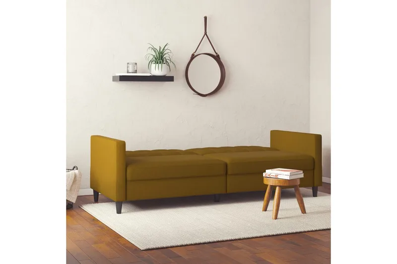 Sovesofa Hartford 203x83x82 cm, Curry, Linstoffutseende (100 % polyester) - 203x83x82 cm, Curry, Linstoffutseende (100 % polyester) - Møbler - Sofaer - Sovesofaer