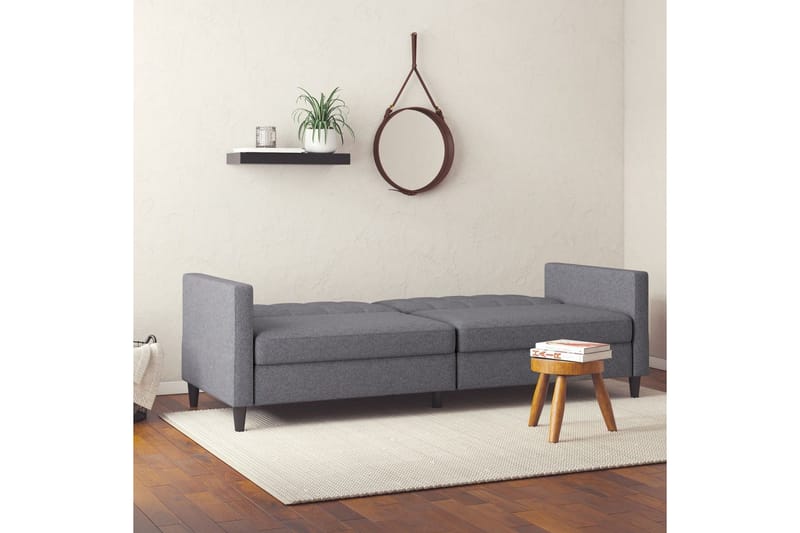 Sovesofa Hartford 203x83x82 cm, Grå, Linstoffutseende (100 % polyester) - 203x83x82 cm, Grå, Linstoffutseende (100 % polyester) - Møbler - Sofaer - Sovesofaer