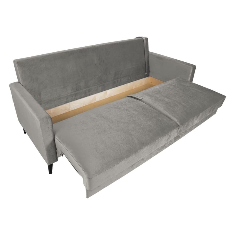 Sovesofa HOME4YOU Anna med oppbevaringsboks Beige velur - beige - Møbler - Sofaer - Sovesofaer