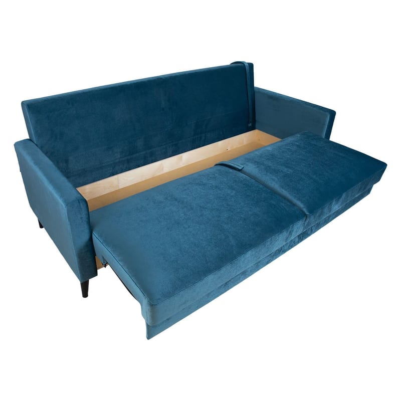 Sovesofa HOME4YOU Anna med oppbevaringsboks Blågrønn velur - blågrønn - Møbler - Sofaer - Sovesofaer