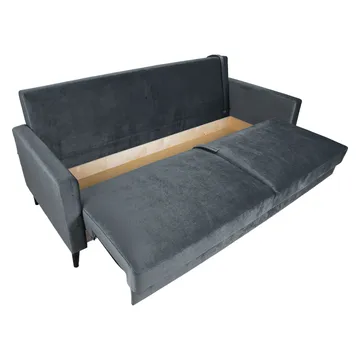 Sovesofa HOME4YOU Anna med oppbevaringsboks Grå fløyel - grå - Møbler - Sofaer - Sovesofaer