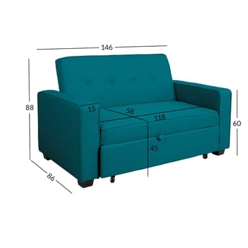 Sovesofa HOME4YOU Feya Havsblå - havblå - Møbler - Sofaer - Sovesofaer